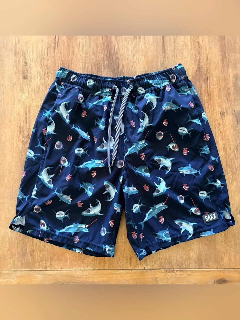 Saxx Swim Trunks Oh Buoy 2N1 Volley 7 inch inseam toothbrush shark